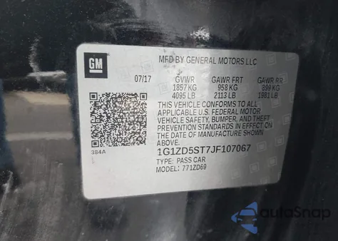 2018 Chevrolet Malibu Lt из США, поврежденный, VIN 1G1ZD5ST7JF107067